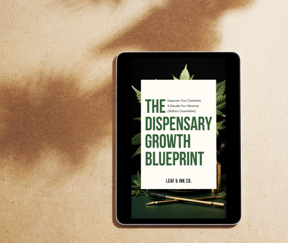 A book mock up for 'The Dispensary Growth Blueprint'